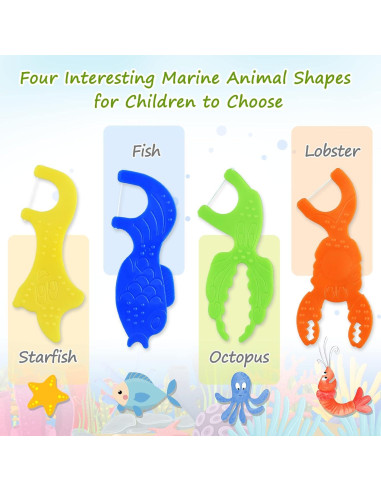 Hilo Dental para Niños Dacon - 50 Unidades Animales Marinos