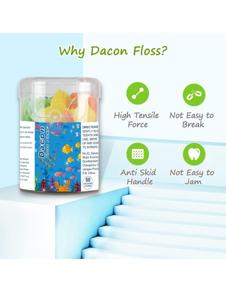 Hilo Dental para Niños Dacon - 50 Unidades Animales Marinos