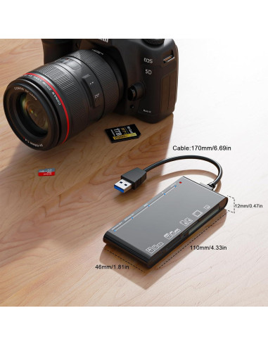 Lector de Tarjetas 7-en-1 Rocketek USB 3.0 para SD/CF/xD