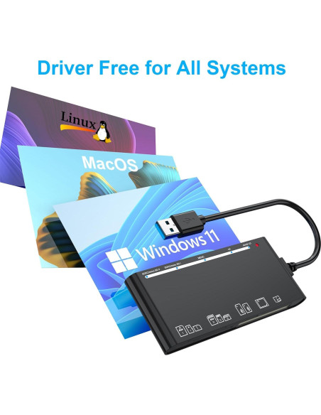 Lector de Tarjetas 7-en-1 Rocketek USB 3.0 para SD/CF/xD