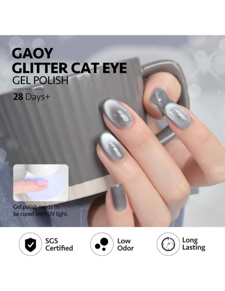 Esmalte de Uñas Gel Cat Eye GAOY 16ml Azul Aireado Brillante