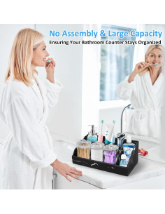 Organizador de Encimera de Baño MSBRCH Negro con 3 Dispensadores 2