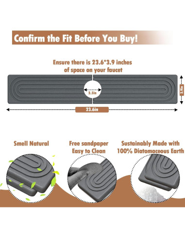 Alfombrilla Absorbente para Fregadero SIMPLIPLEX 60x10 cm Gris