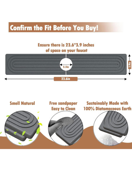 Alfombrilla Absorbente para Fregadero SIMPLIPLEX 60x10 cm Gris