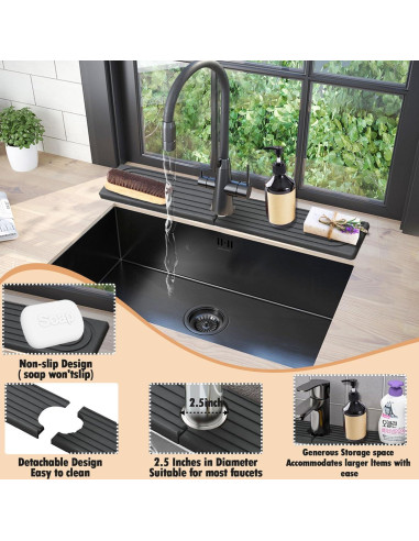 Alfombrilla Absorbente para Fregadero SIMPLIPLEX 60x10 cm Gris