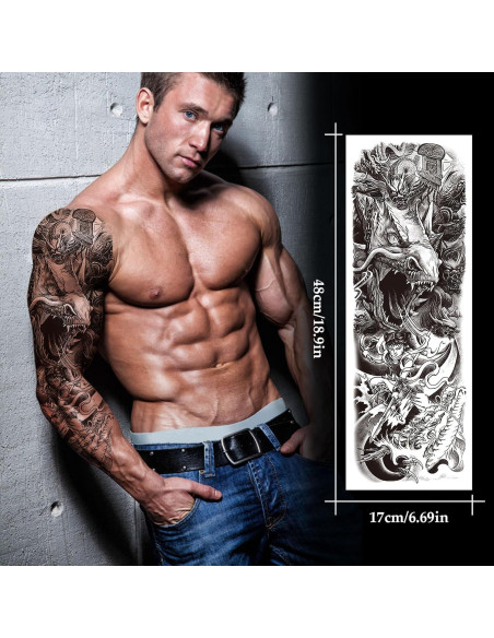 12 Hojas Tatuajes Temporales Grandes Impermeables VERKSTAD