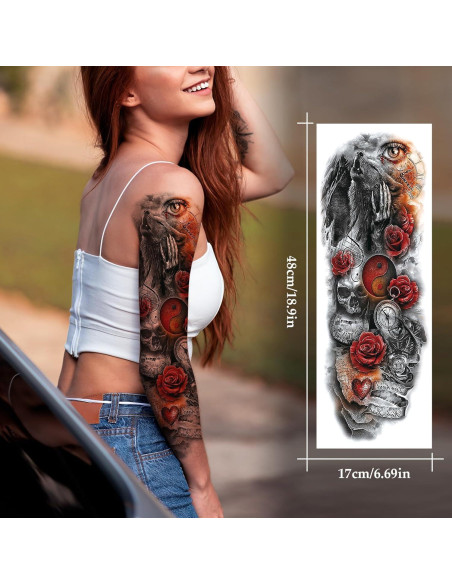 12 Hojas Tatuajes Temporales Grandes Impermeables VERKSTAD