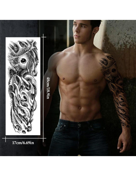 12 Hojas Tatuajes Temporales Grandes Impermeables VERKSTAD