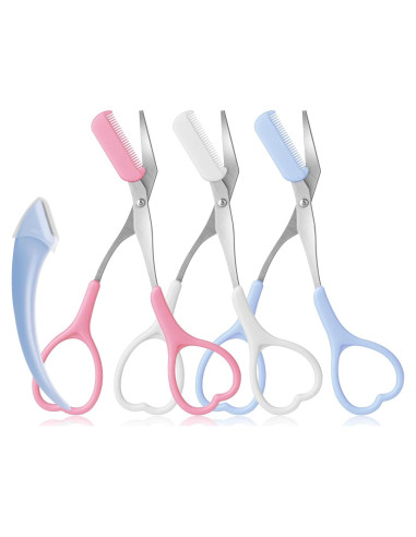 Tijeras para Cejas KINMINGZHU con Rasuradora y Peine - 3 Unidades