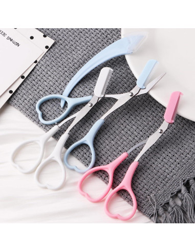 Tijeras para Cejas KINMINGZHU con Rasuradora y Peine - 3 Unidades