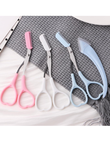 Tijeras para Cejas KINMINGZHU con Rasuradora y Peine - 3 Unidades