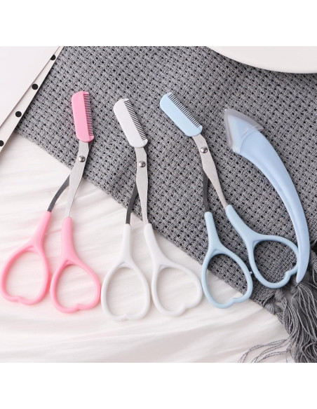 Tijeras para Cejas KINMINGZHU con Rasuradora y Peine - 3 Unidades