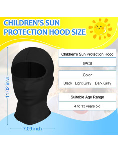 6 Pcs Balaclavas Niños Protección Solar UPF50+ Transpirables 2