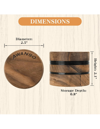 Molino de Especias Manual Awanso 3 Piezas Madera Nogal 6.35 cm