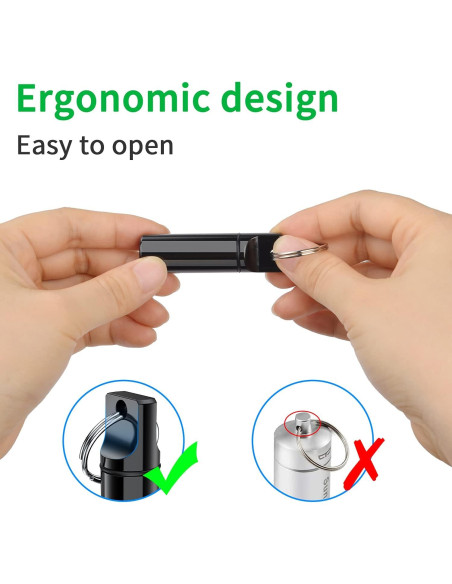 Llavero organizador de pastillas TecQach, a prueba de agua, negro