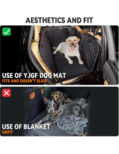 Alfombra para Perros YJGF Negra para Asiento Trasero de Coche
