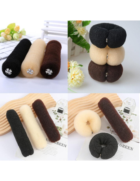 2 Piezas Donut Hair Bun Maker QUUPY - Nylon 20cm para Mujeres