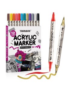 Set de 12 Marcadores de Pintura Acrílica Doble Punta TRANSON