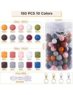 Perlas de Silicona Xzyden 150 Piezas 15mm y 14mm para Joyas 2