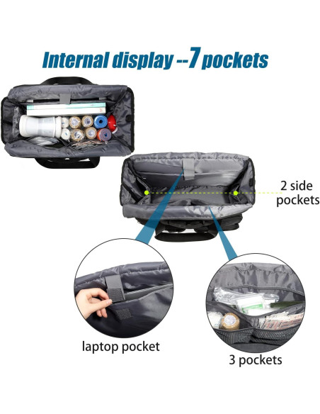 Bolsa de enfermera Gatycallaty negra, organizador de 43.94 cm