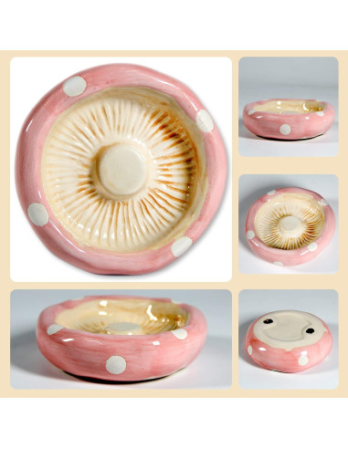 Casa de Cerámica en Forma de Hongo Rosa para Hámster y Cobayas