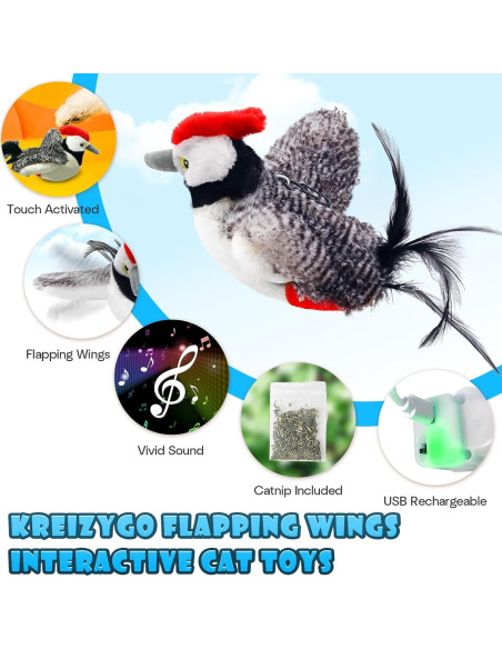 Juguete Interactivo para Gatos KreizyGo Pájaro Carpintero 11.9cm