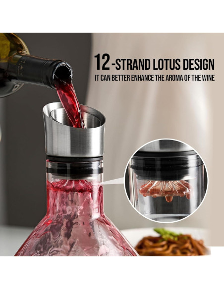 Decantador de Vino Drincarier 1500ml con Aerador y Filtro