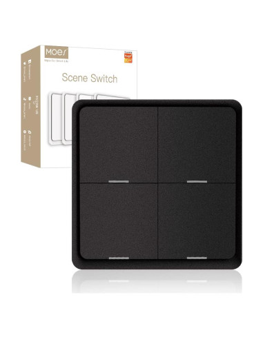 Interruptor de Escena Inteligente MOES 4 Gang Negro Zigbee