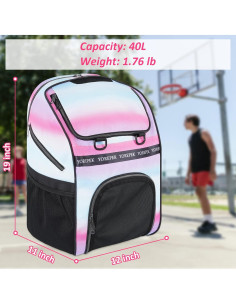 Mochila de Baloncesto YOREPEK Rosa 40L con Compartimento para Zapatos 2
