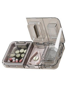 Cortador de Pastillas 3-en-1 CFMOUR Negro, Divisor y Trituradora