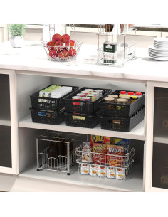 Organizador de Cestas Plásticas Apilables Simple Houseware 6 Pzas 36.8x21.6x8.9cm Negro 2