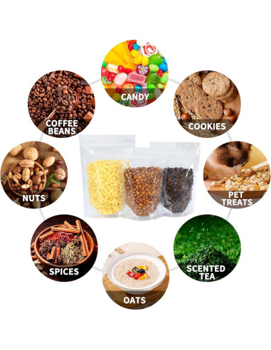 100 Bolsas Reutilizables Transparentes de Pie 10x15 cm Mstar Packing