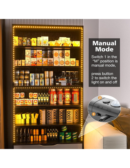 Luz de tira LED WOBANE 2m con sensor de movimiento 2700K