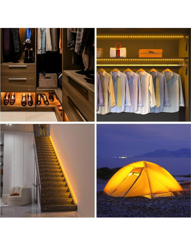 Luz de tira LED WOBANE 2m con sensor de movimiento 2700K