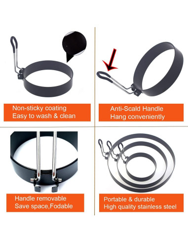 Anillo de Pancakes WOWITIS 15 cm Antiadherente 2 Piezas