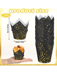 Forros de Cupcake Tulipán Gerrii 200 Pcs Negro/Dorado 2