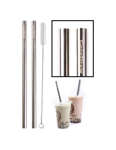 Pajillas de Acero Inoxidable CocoStraw 2 Unidades Extra Anchas