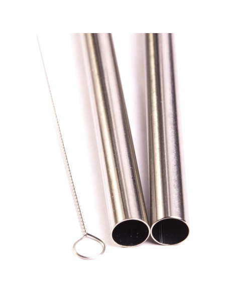 Pajillas de Acero Inoxidable CocoStraw 2 Unidades Extra Anchas