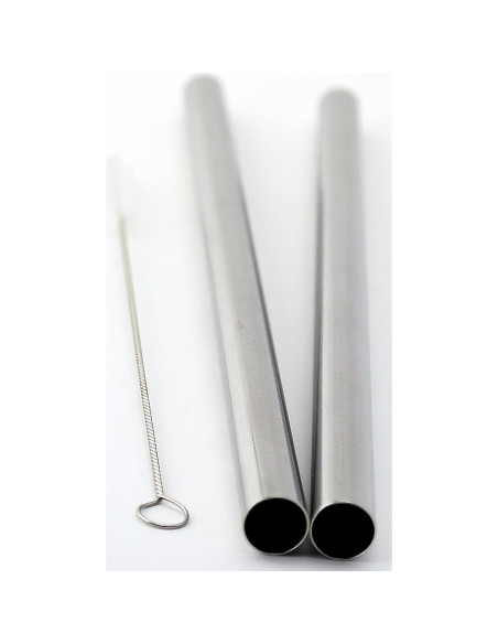 Pajillas de Acero Inoxidable CocoStraw 2 Unidades Extra Anchas