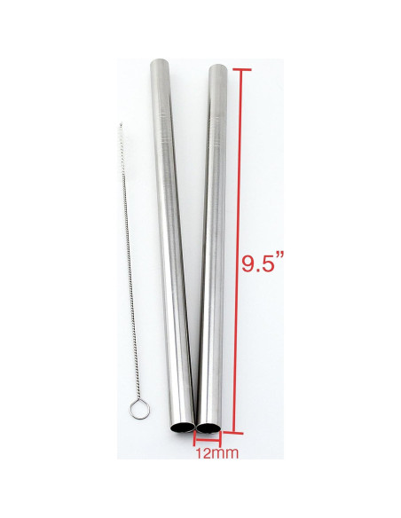 Pajillas de Acero Inoxidable CocoStraw 2 Unidades Extra Anchas