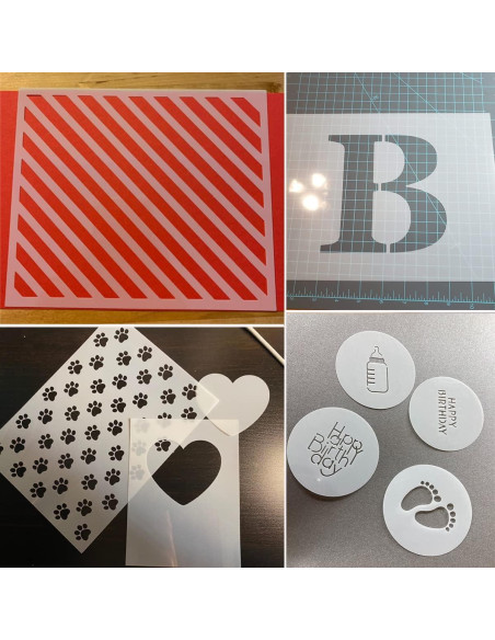 10 Hojas Plantillas Mylar 30.5x30.5cm 10mil PET Reutilizables