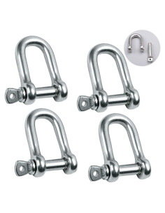Grillete en D de acero inoxidable 304 6mm 4 piezas alta resistencia