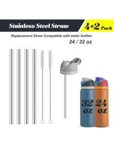 Pajitas de Acero Inoxidable Reutilizables COCGVEL 21cm 4 Pcs 2