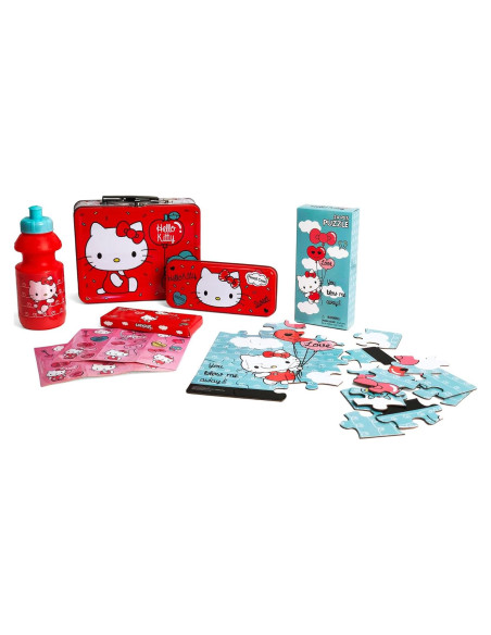 Conjunto de Regalo Hello Kitty - Caja de Almuerzo, Botella, Rompecabezas y Estuche