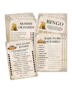 Juego de Baby Shower Winnie 51 Piezas - Tarjetas de Actividades