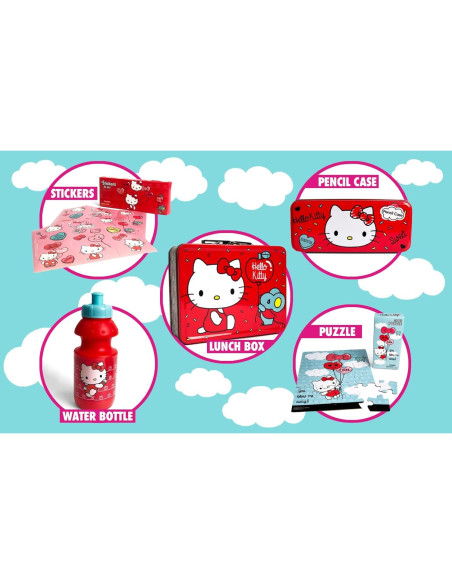 Conjunto de Regalo Hello Kitty - Caja de Almuerzo, Botella, Rompecabezas y Estuche