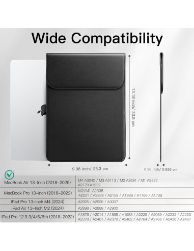 Funda delgada JETech para MacBook Air/Pro 13" Negro