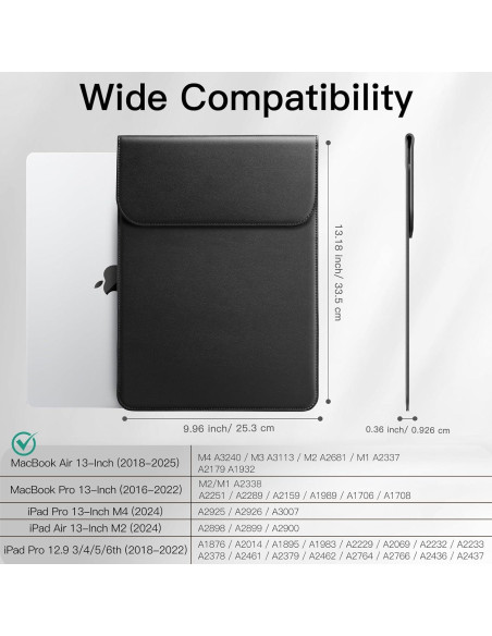 Funda delgada JETech para MacBook Air/Pro 13" Negro