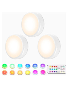 Luces LED Puck HELPLEX RGBW con Control Remoto - Paquete de 3