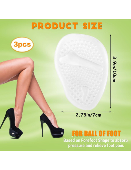 3 Pares Almohadillas Metatarsales Mujeres WY LIGHTING, Transparente